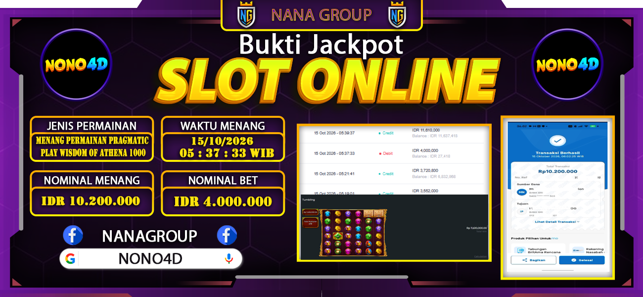 Bukti Kemenangan Besar Dibayar lunas Member NONO4D RP 10.200.000, 15 Oktober 2026