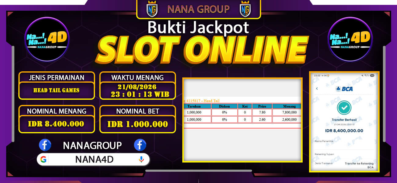 Bukti Kemenangan Besar Dibayar lunas Member NANA4D RP 8.400.000, 21 Oktober 2026