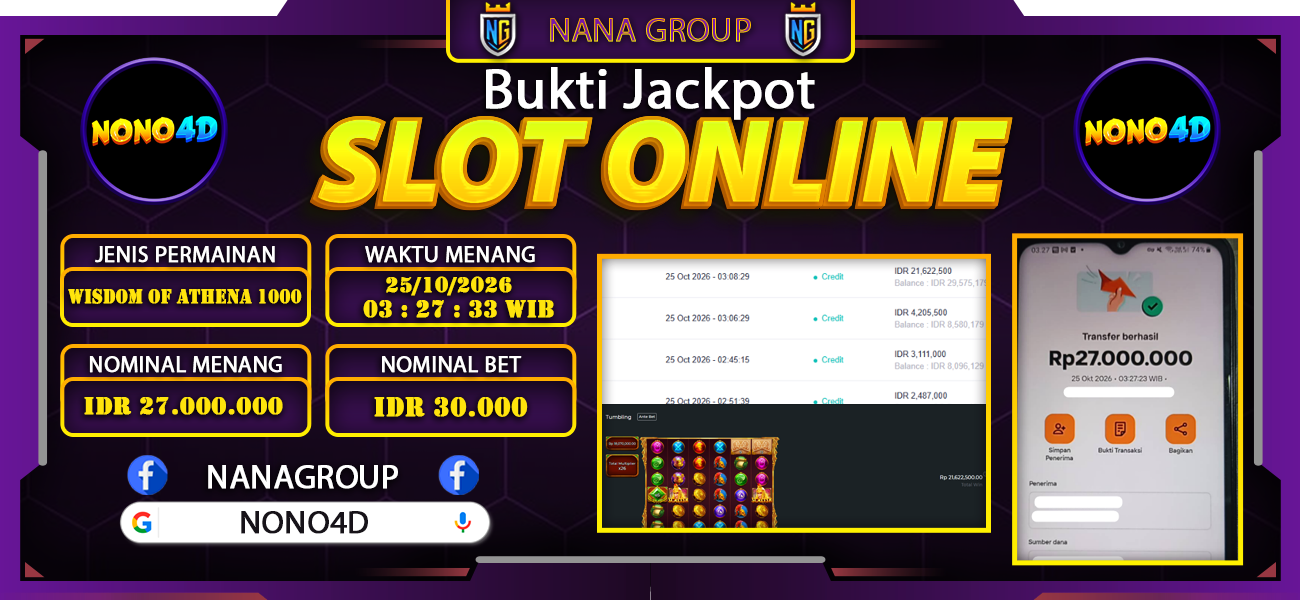 Bukti Kemenangan Besar Dibayar lunas Member NONO4D RP 27.000.000, 25 Oktober 2026